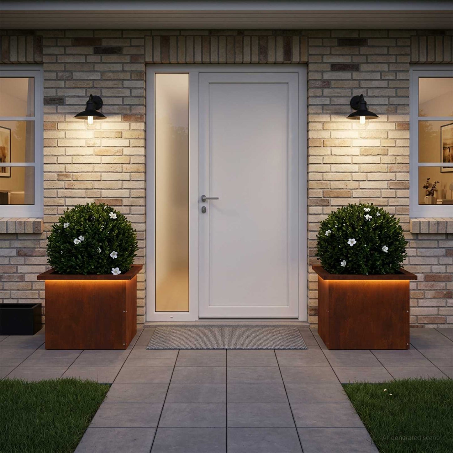 vidaXL Ζαρντινιέρα κήπου με LED 2 τμχ. Σκ rusty 30 × 40 × 30 εκ