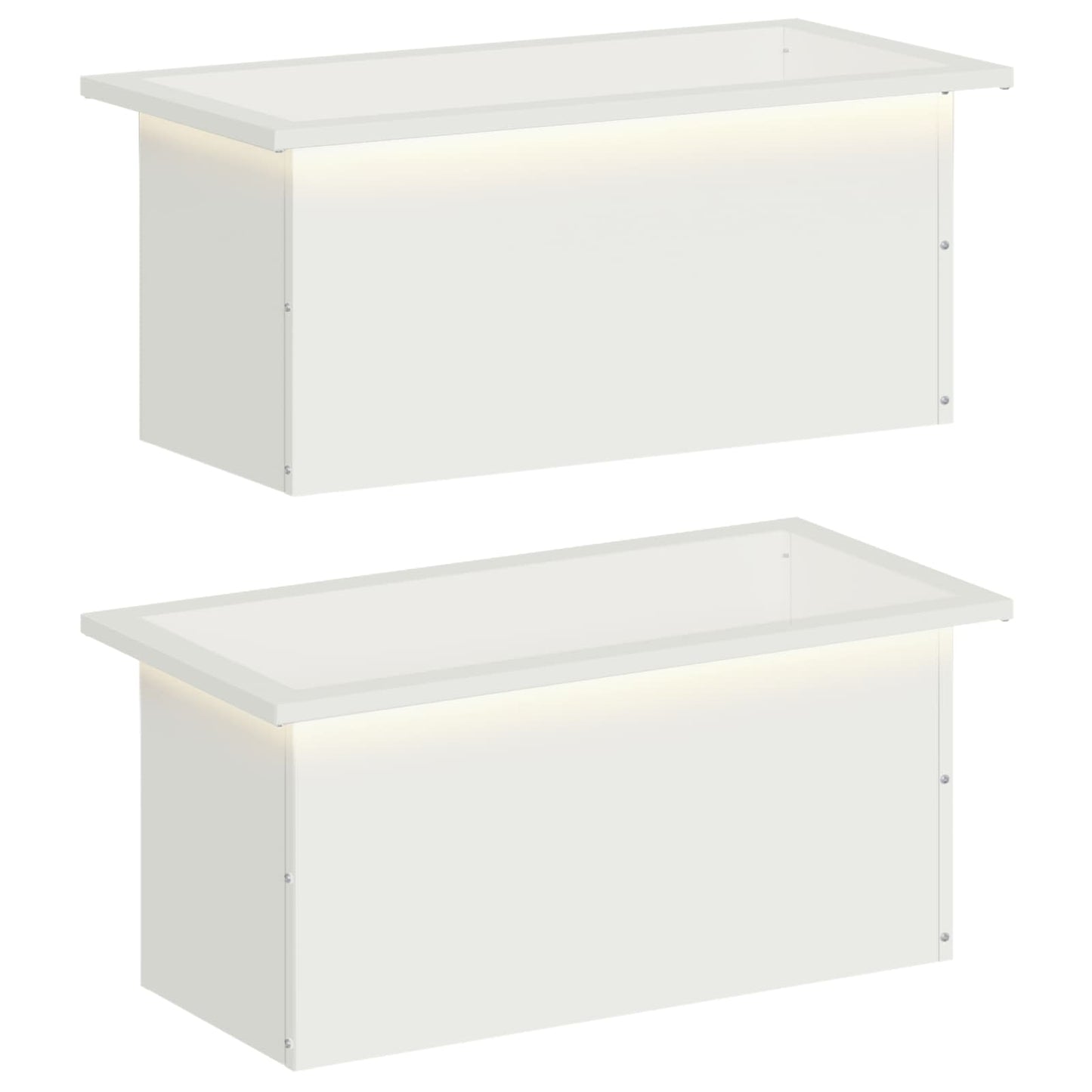 vidaXL Ζαρντινιέρα κήπου με LED 2 τμχ. Λευκό 30 x 60 x 30 εκ Ατσάλι