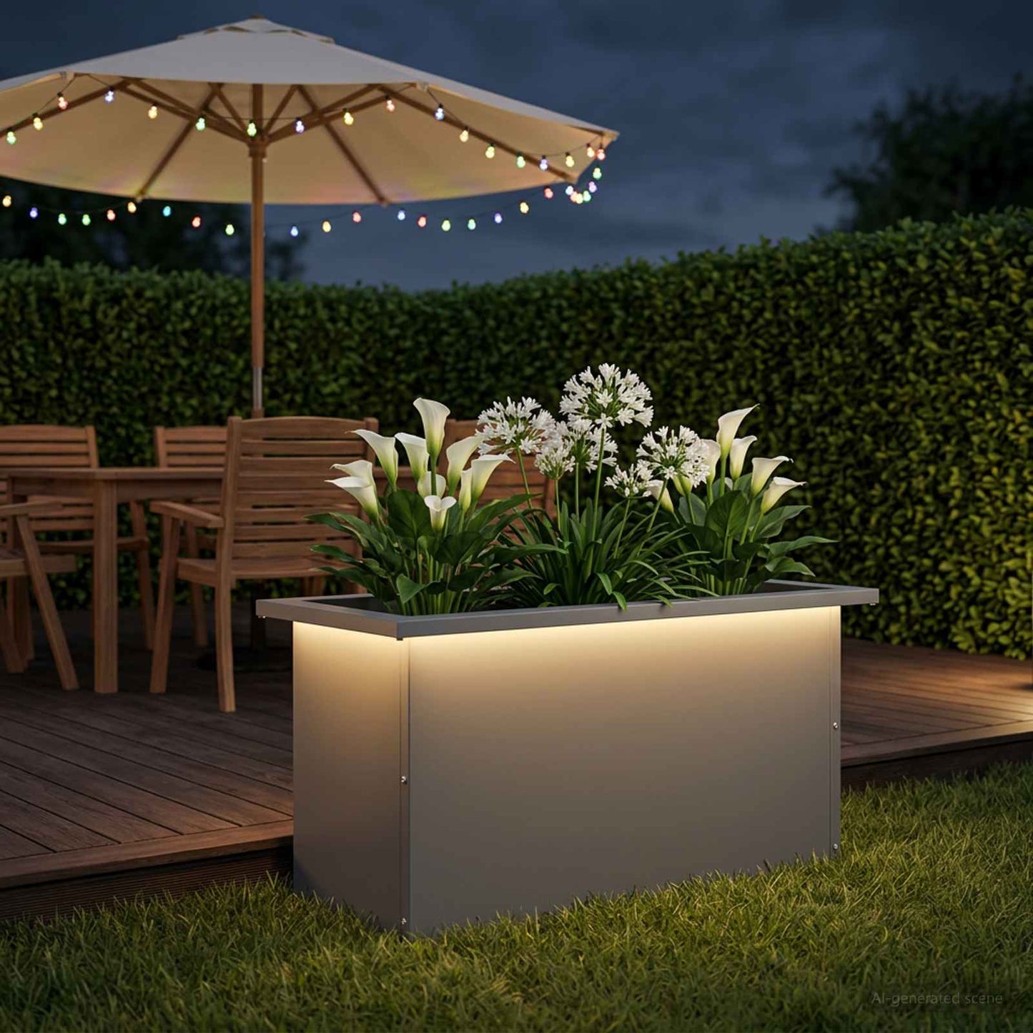 vidaXL Ζαρντινιέρα κήπου με LED Ανθρακί 30 × 60 × 30 εκ Ατσάλι