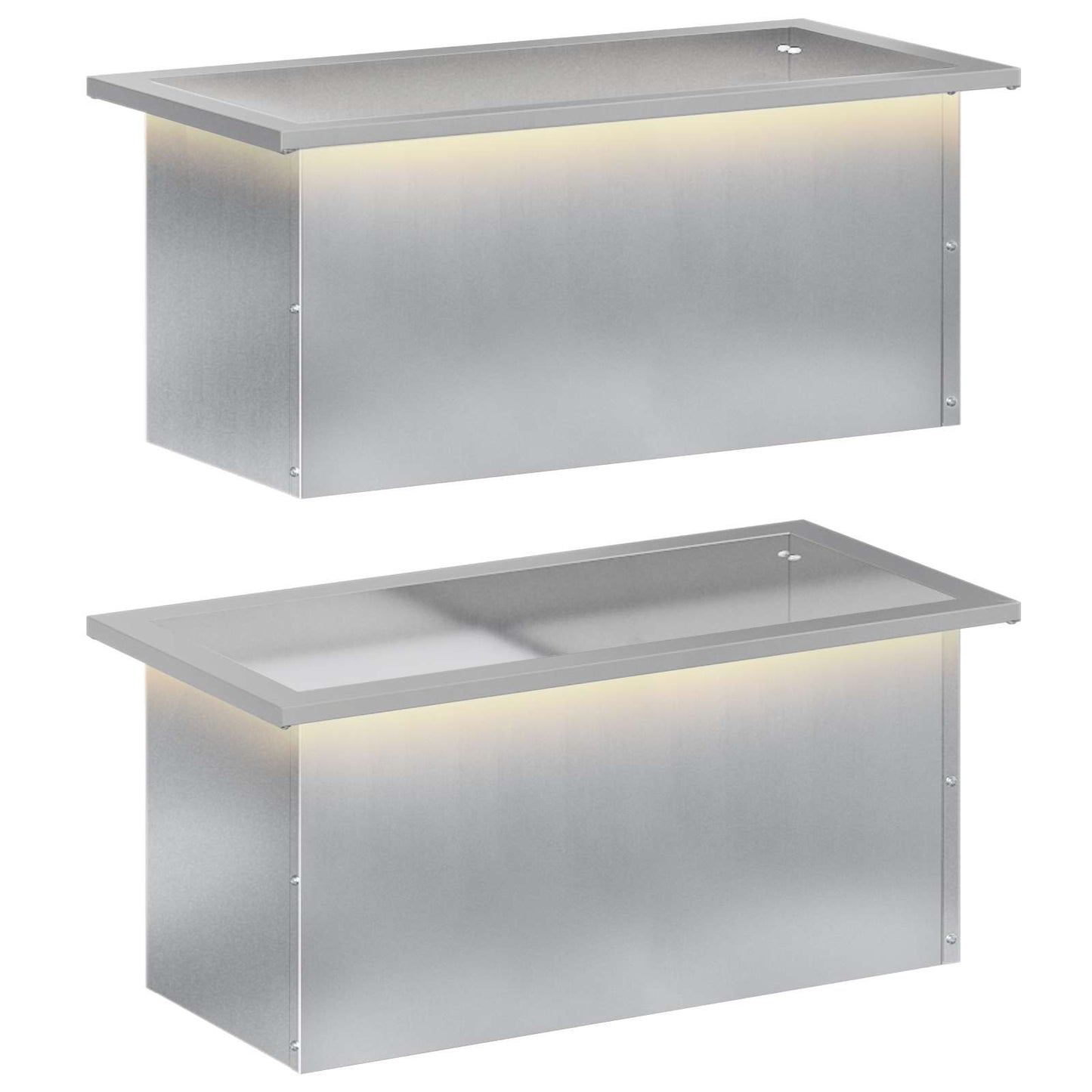 vidaXL Ζαρντινιέρα κήπου με LED 2 τμχ. Ασημί 30 × 60 × 30 εκ