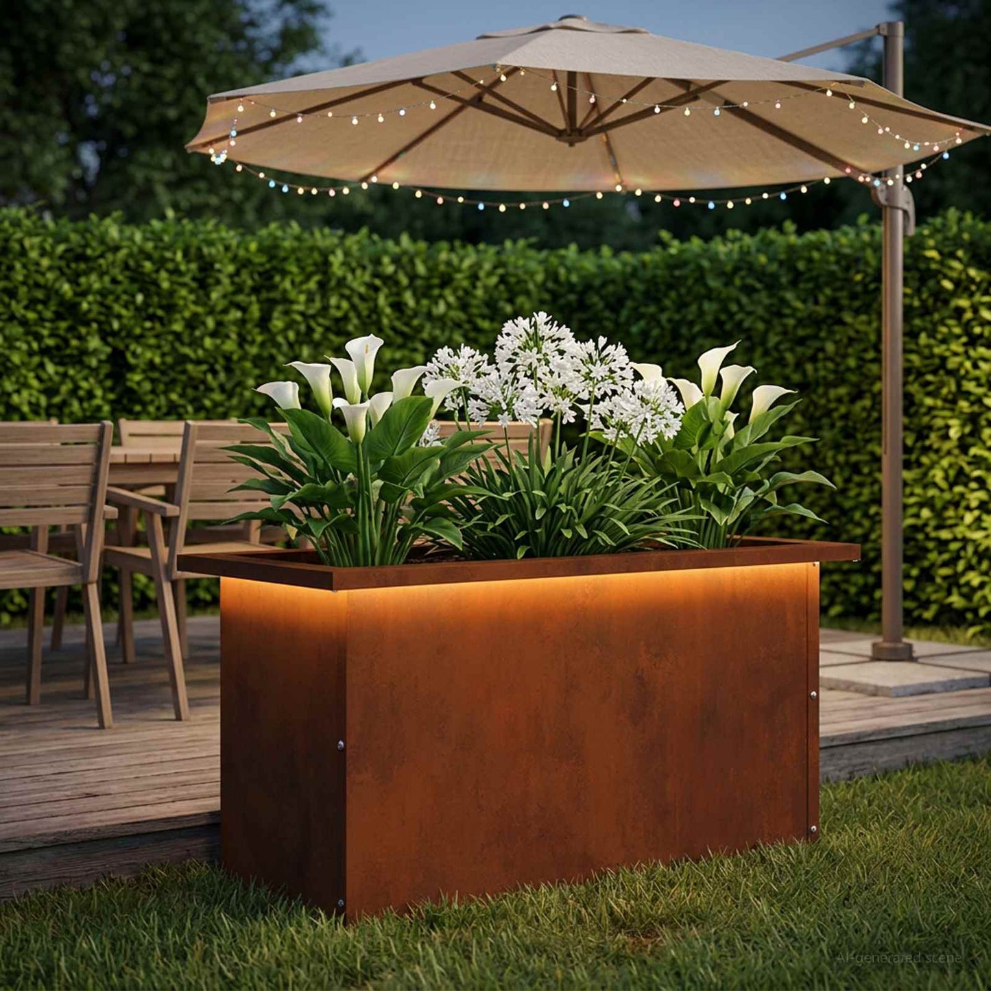 vidaXL Ζαρντινιέρα κήπου με LED Σκ rusty 30 × 60 × 30 εκ