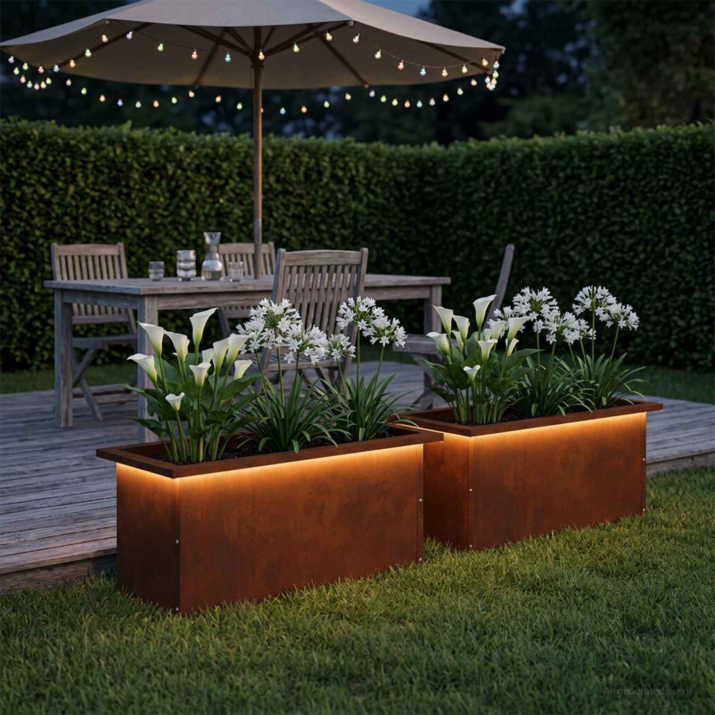 vidaXL Ζαρντινιέρα κήπου με LED 2 τμχ. Σκ rusty 30 × 60 × 30 εκ