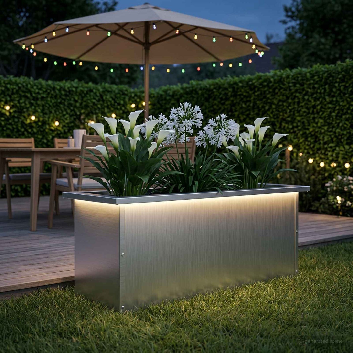 vidaXL Ζαρντινιέρα κήπου με LED Λευκό 30 x 80 x 30 εκ Ατσάλι