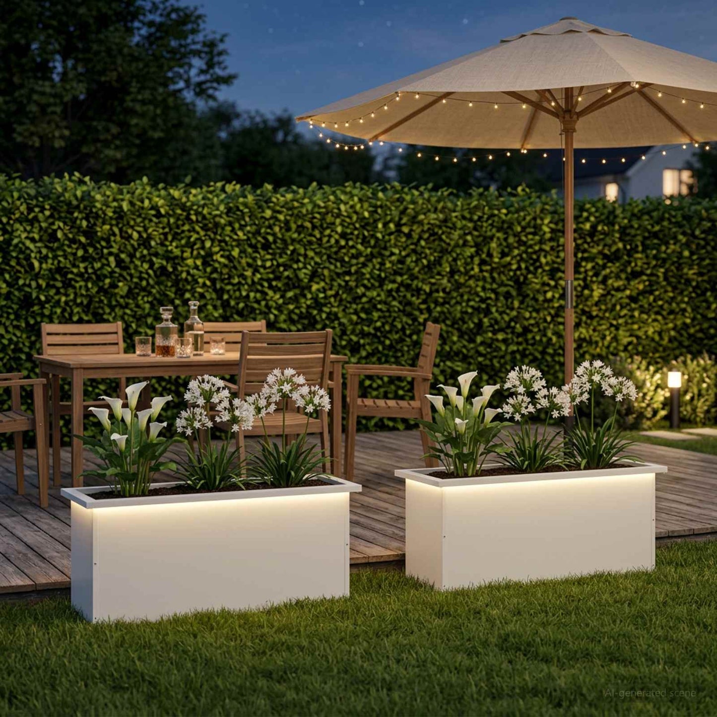 vidaXL Ζαρντινιέρα κήπου με LED 2 τμχ. Λευκό 30 x 80 x 30 εκ. Ατσάλι