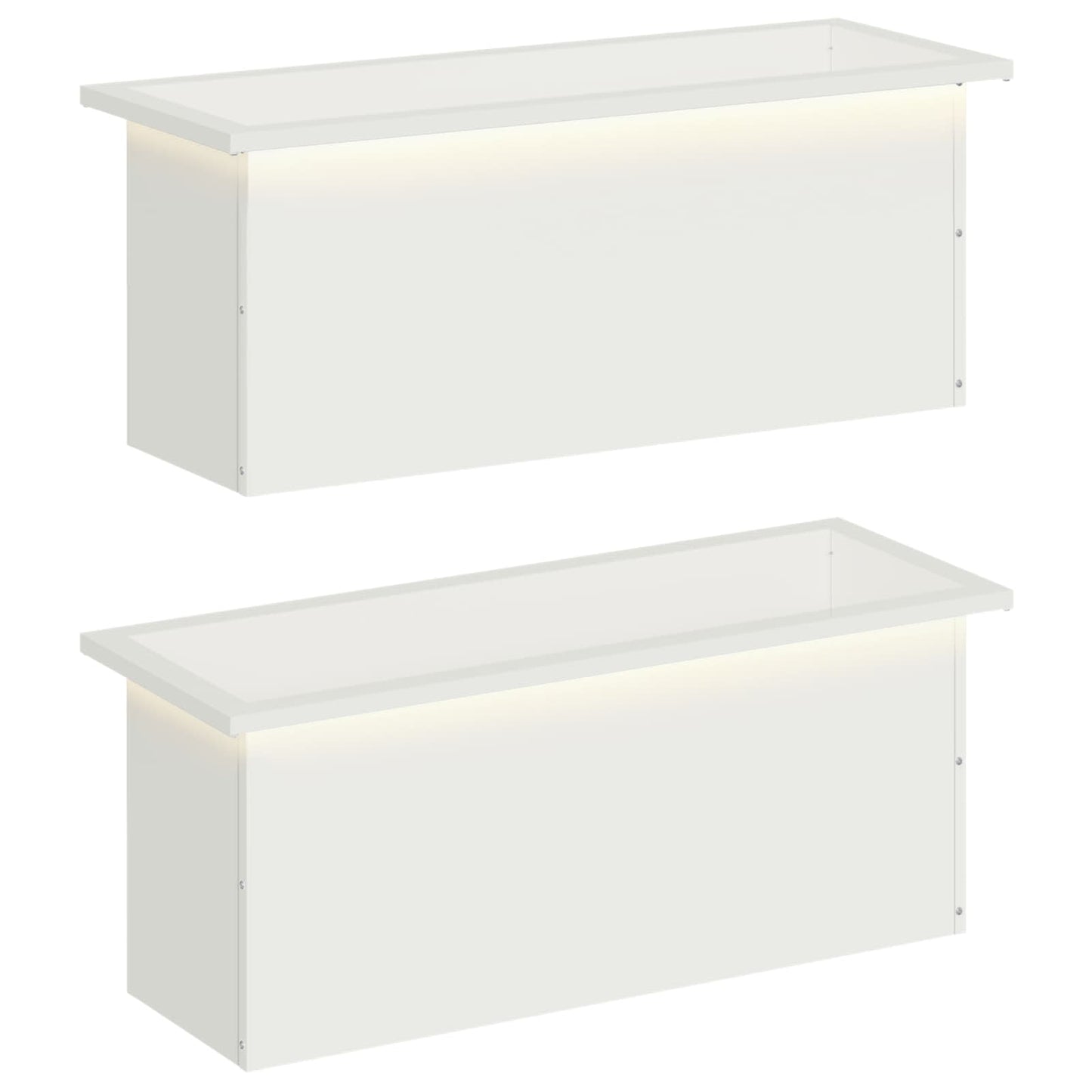 vidaXL Ζαρντινιέρα κήπου με LED 2 τμχ. Λευκό 30 x 80 x 30 εκ. Ατσάλι
