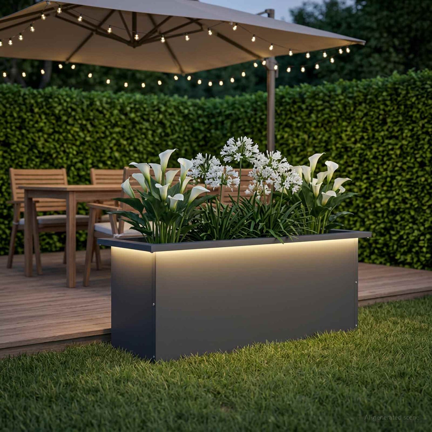 vidaXL Ζαρντινιέρα κήπου με LED Ανθρακί 30 x 80 x 30 εκ Ατσάλι
