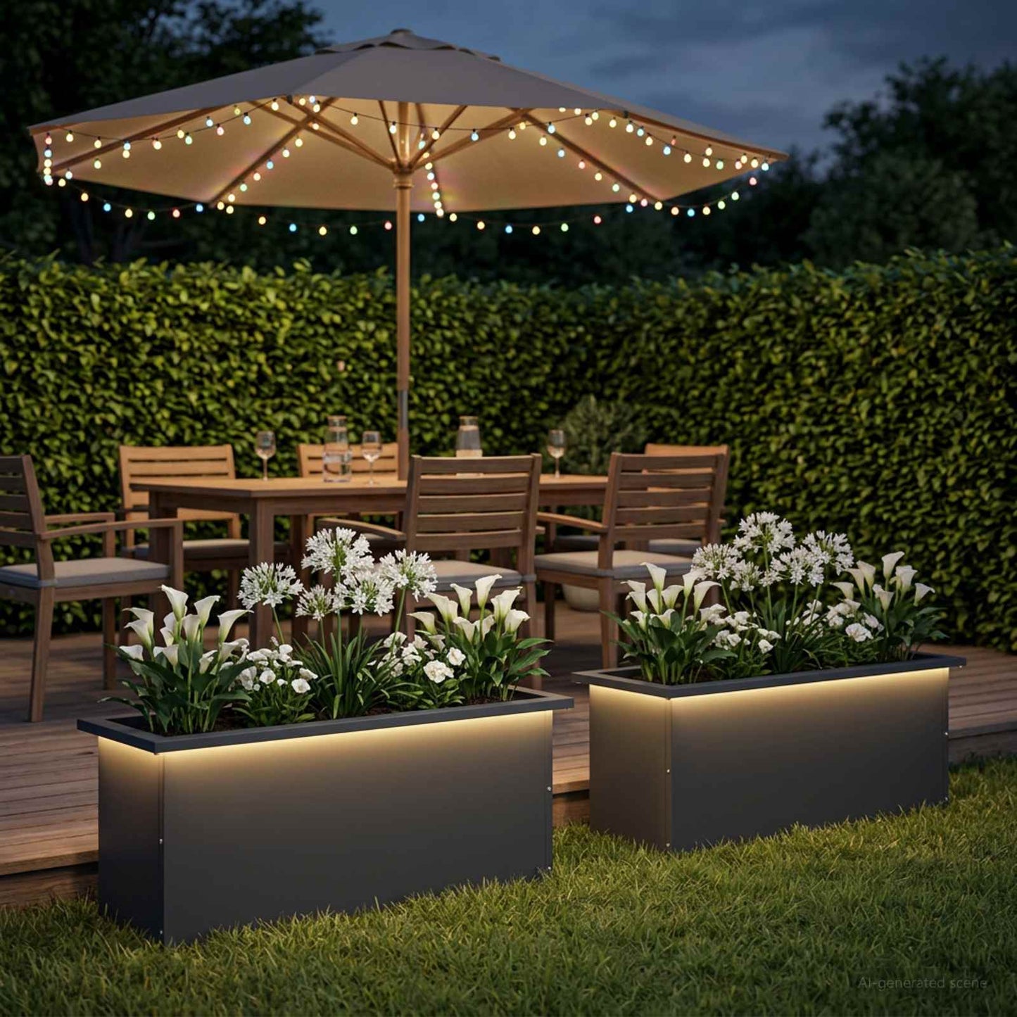 vidaXL Ζαρντινιέρα κήπου με LED 2 τμχ. Ανθρακί 30 x 80 x 30 εκ Ατσάλι