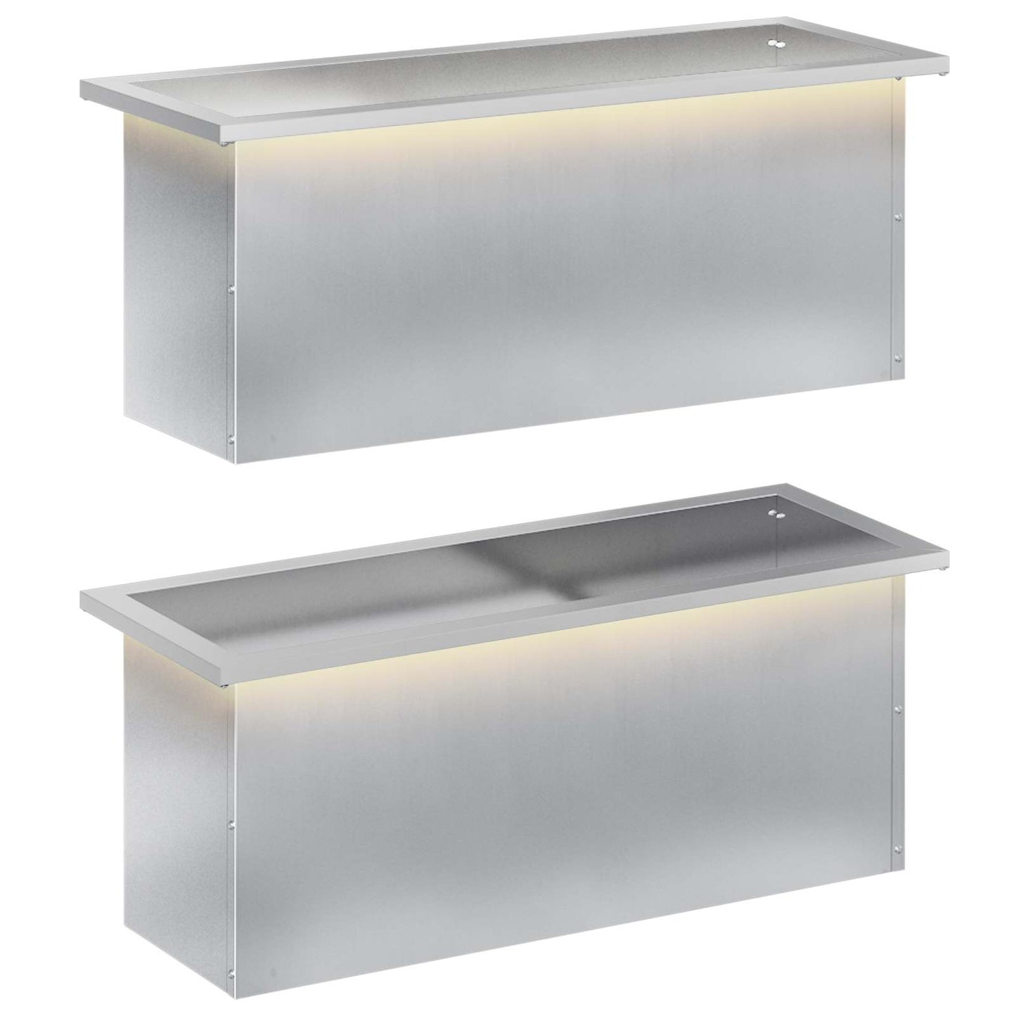 vidaXL Ζαρντινιέρα κήπου με LED 2 τμχ. Ασημί 30 x 80 x 30 εκ