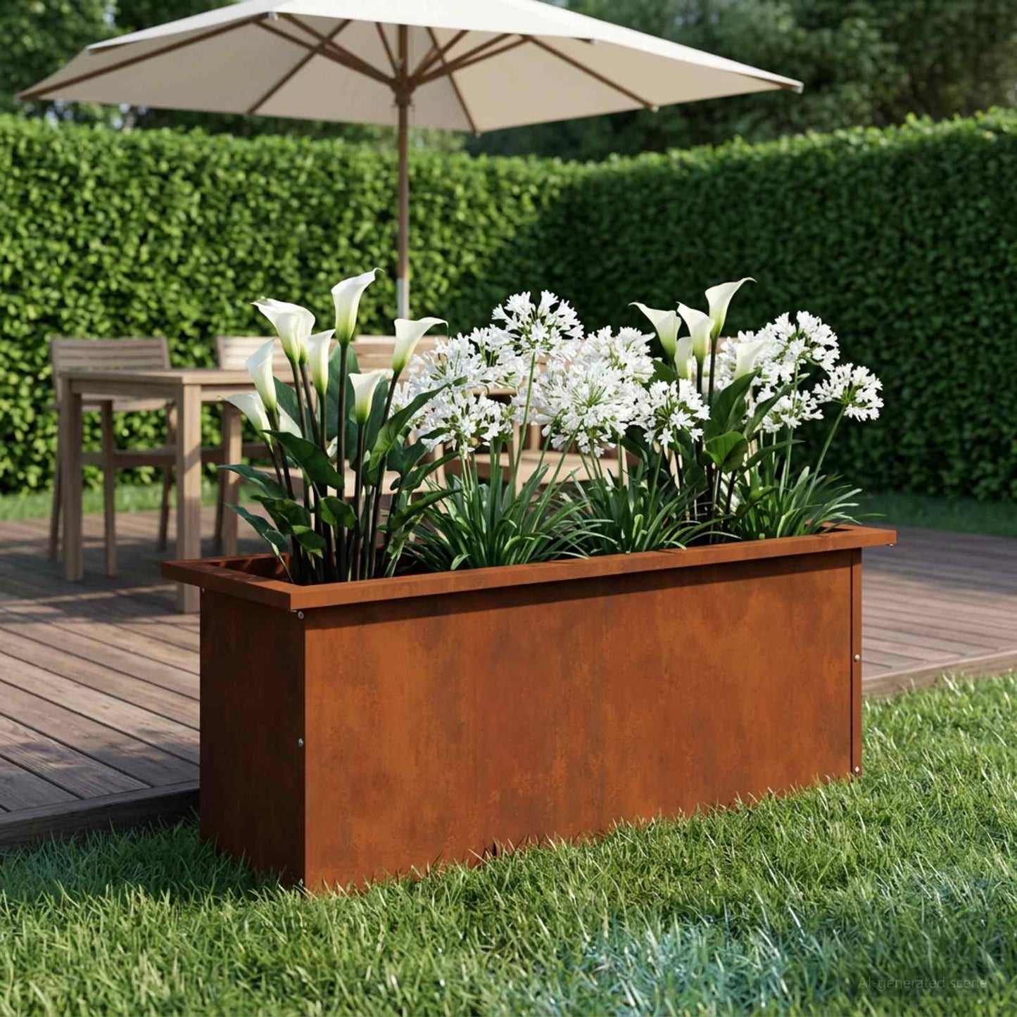 vidaXL Ζαρντινιέρα κήπου με LED Σκ rusty 30 x 80 x 30 εκ