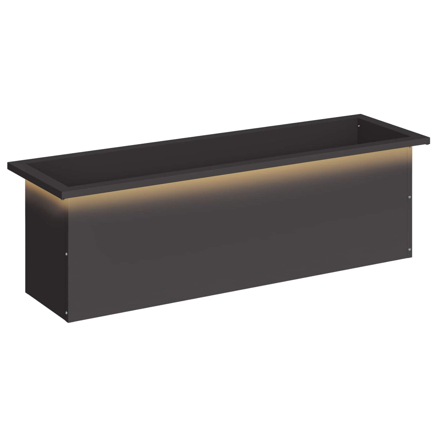 vidaXL Ζαρντινιέρα κήπου με LED Μαύρο 30 × 100 × 30 εκ Ατσάλι