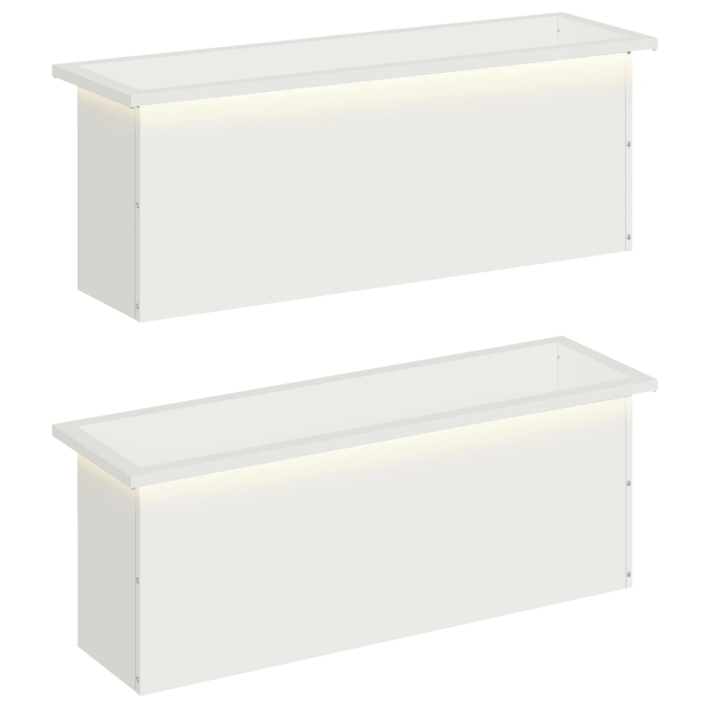 vidaXL Ζαρντινιέρα κήπου με LED 2 τμχ. Λευκό 30 × 100 × 30 εκ Ατσάλι