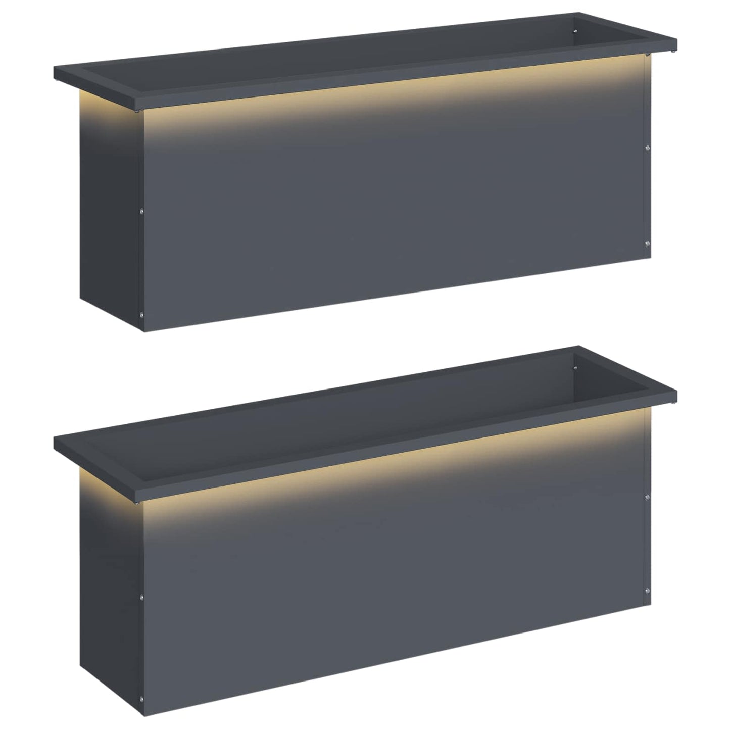 vidaXL Ζαρντινιέρα κήπου με LED 2 τμχ. Ανθρακί 30 × 100 × 30 εκ Ατσάλι