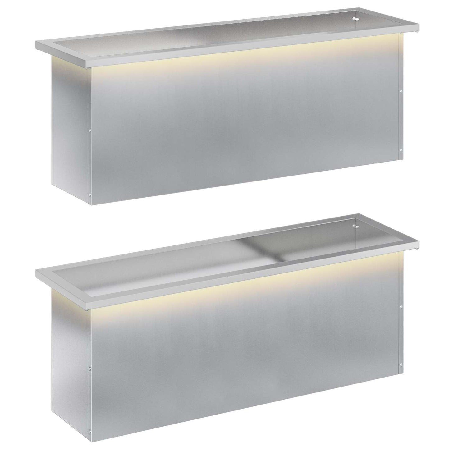 vidaXL Ζαρντινιέρα κήπου με LED 2 τμχ. Ασημί 30 × 100 × 30 εκ