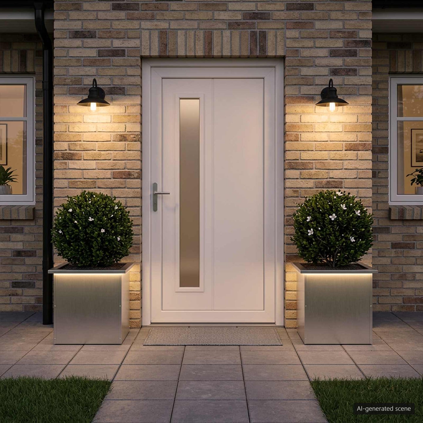 vidaXL Ζαρντινιέρα κήπου με LED 2 τμχ. Ασημί 40 x 40 x 40 cm