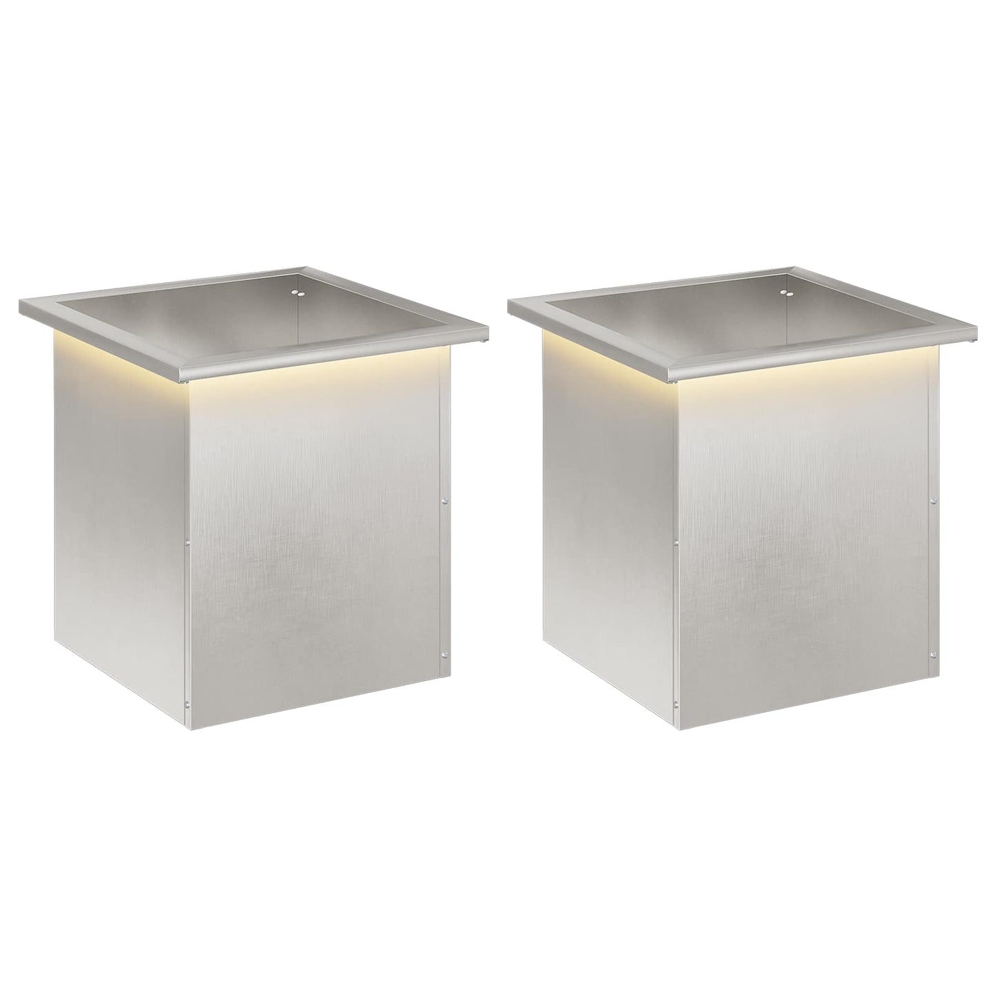 vidaXL Ζαρντινιέρα κήπου με LED 2 τμχ. Ασημί 40 x 40 x 40 cm