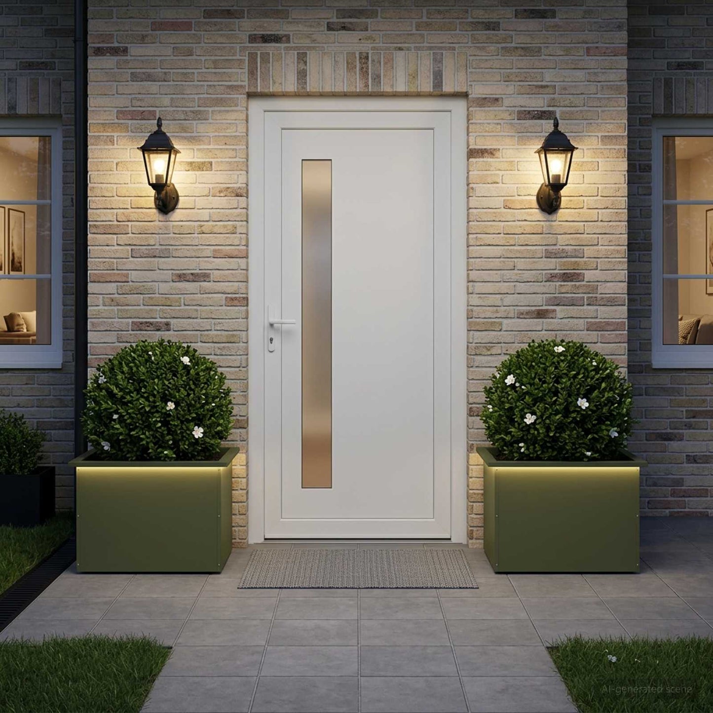 vidaXL Ζαρντινιέρα κήπου με LED 2 τμχ. Λαδί 40 × 60 × 40 εκ Ατσάλι