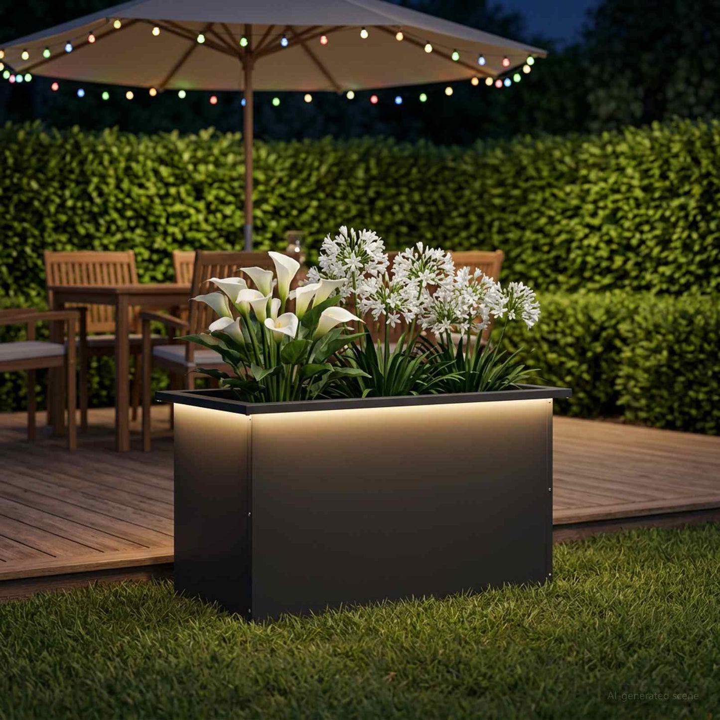 vidaXL Ζαρντινιέρα κήπου με LED Μαύρο 40 x 80 x 40 cm Ατσάλι