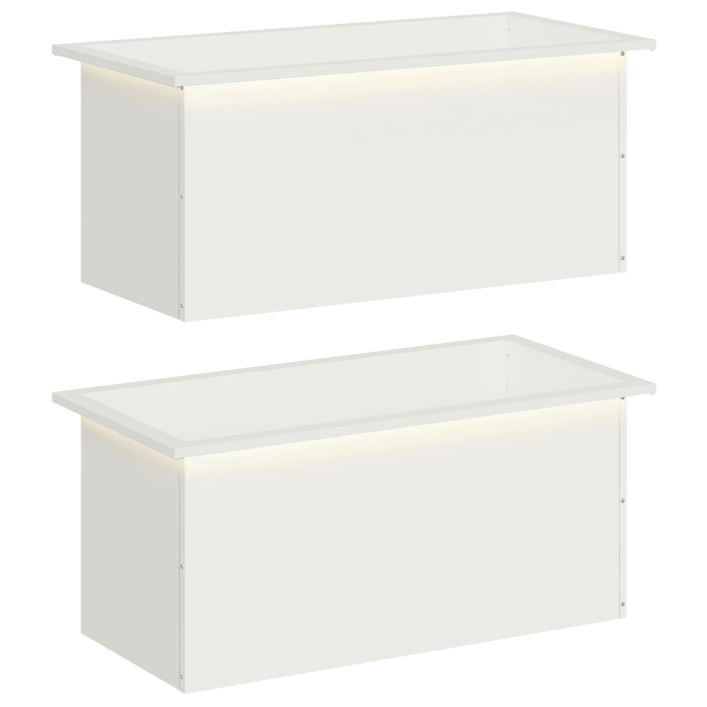 vidaXL Ζαρντινιέρα κήπου με LED 2 τμχ. Λευκό 40 x 80 x 40 cm Ατσάλι