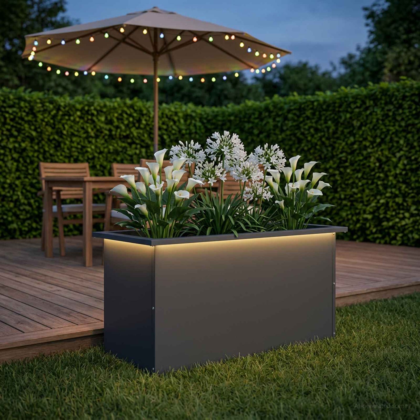 vidaXL Ζαρντινιέρα κήπου με LED Ανθρακί 40 x 80 x 40 cm Ατσάλι