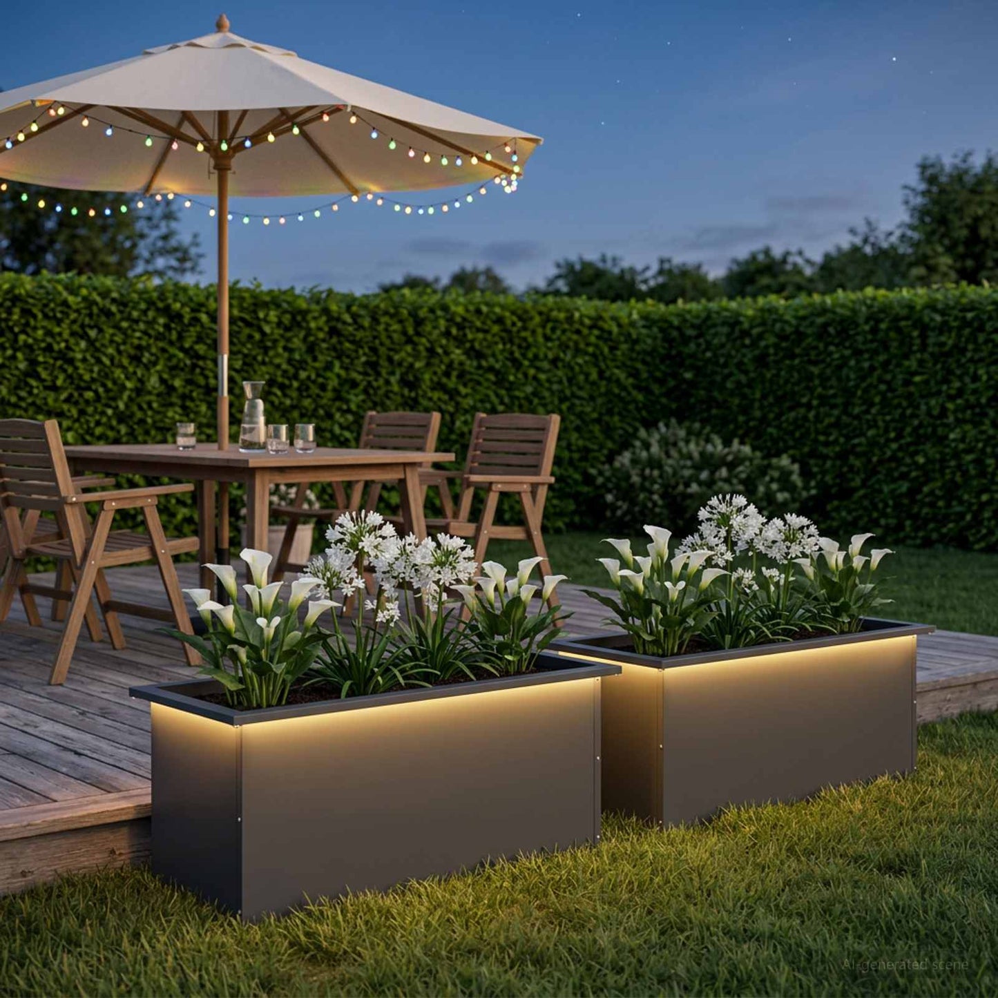 vidaXL Ζαρντινιέρα κήπου με LED 2 τμχ. Ανθρακί 40 x 80 x 40 cm Ατσάλι