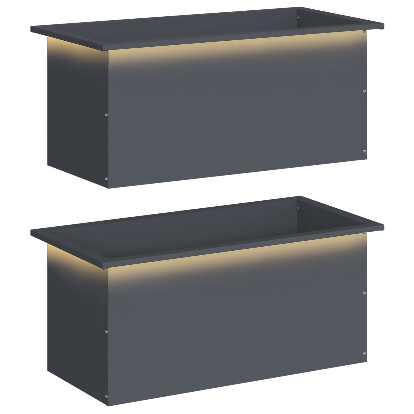 vidaXL Ζαρντινιέρα κήπου με LED 2 τμχ. Ανθρακί 40 x 80 x 40 cm Ατσάλι