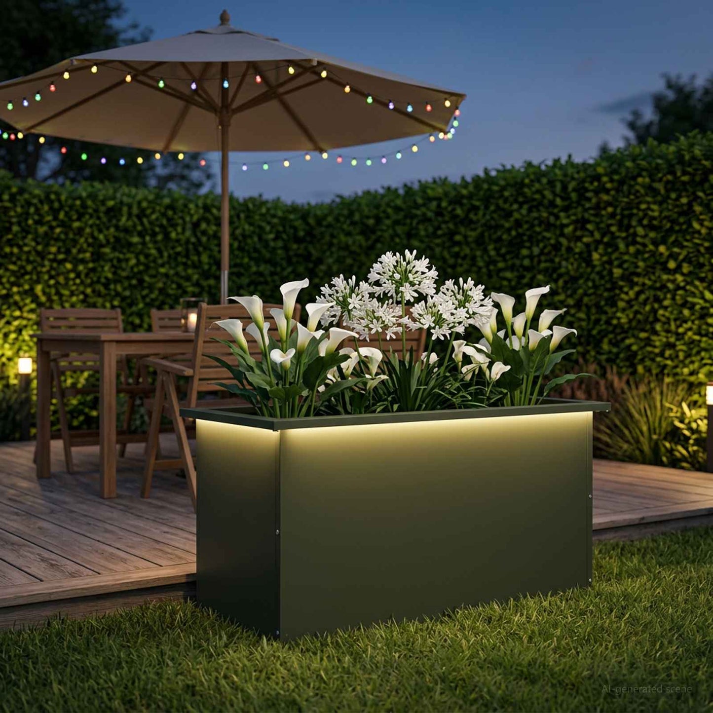 vidaXL Ζαρντινιέρα κήπου με LED Λαδί 40 x 80 x 40 cm Ατσάλι