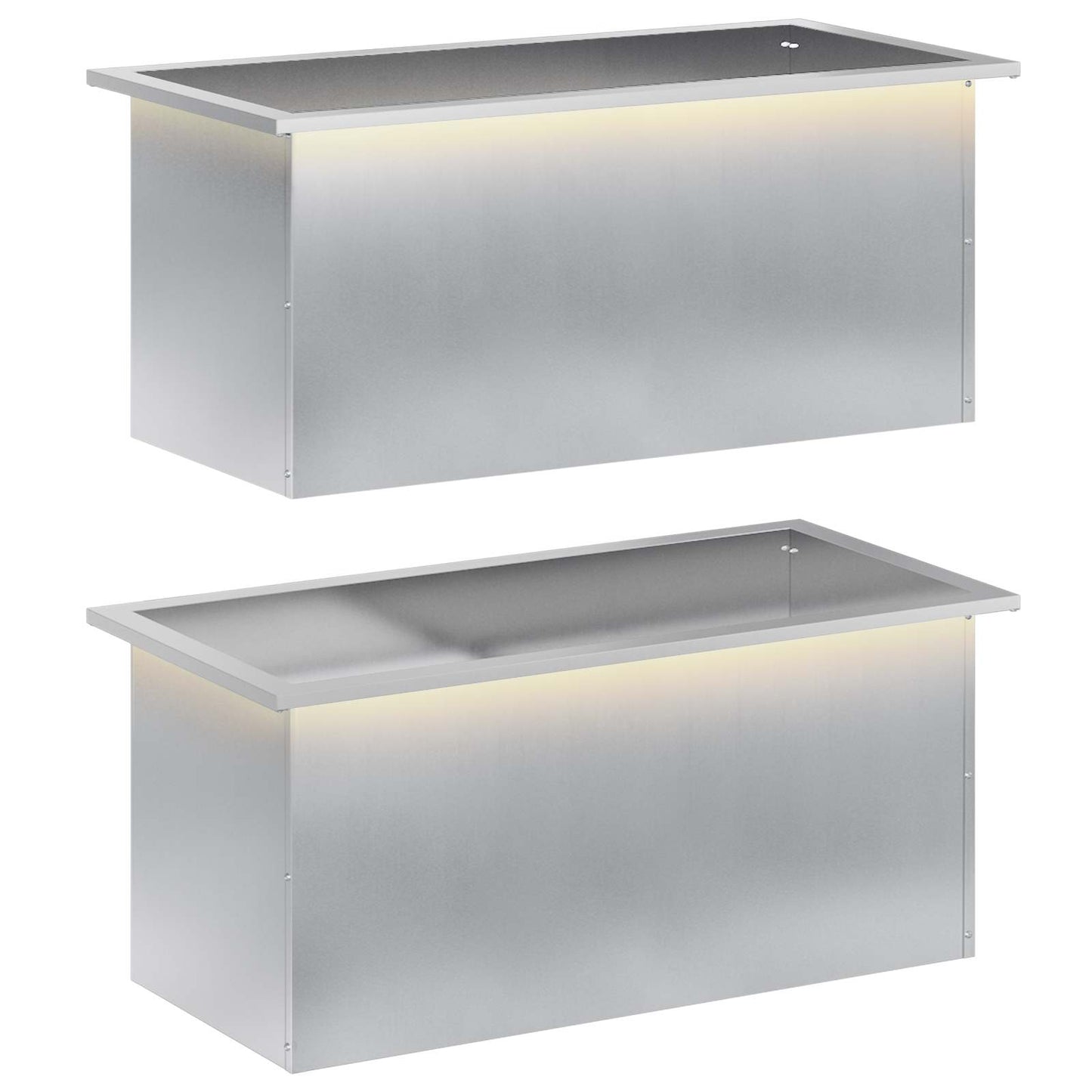 vidaXL Ζαρντινιέρα κήπου με LED 2 τμχ. Ασημί 40 x 80 x 40 cm