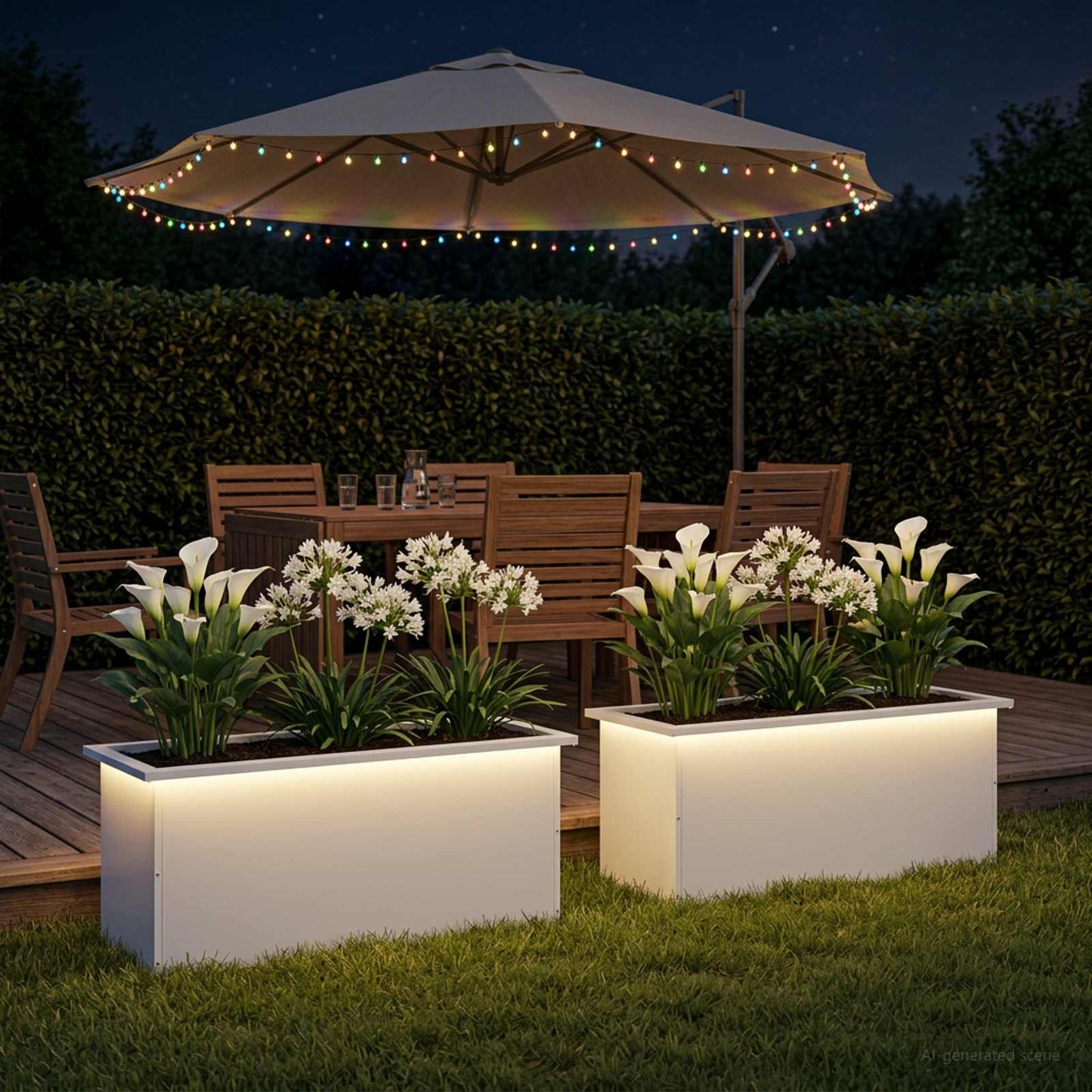 vidaXL Ζαρντινιέρα κήπου με LED 2 τμχ. Λευκό 40 x 100 x 40 εκ. Ατσάλι