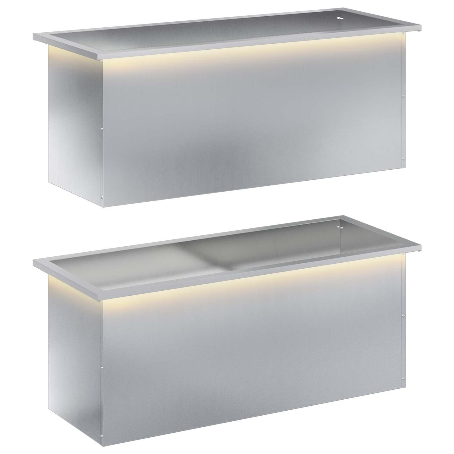 vidaXL Ζαρντινιέρα κήπου με LED 2 τμχ. Ασημί 40 × 100 × 40 εκ
