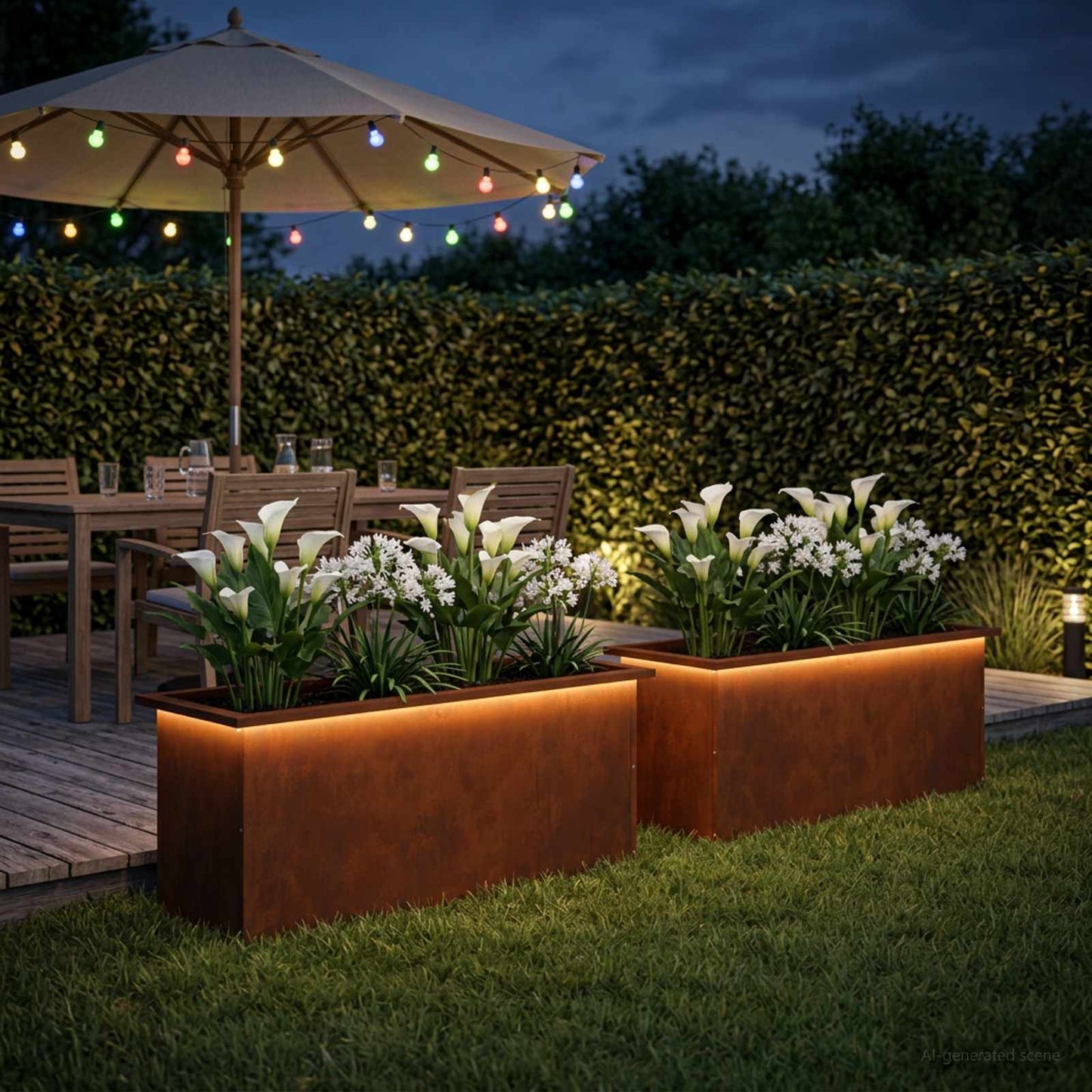 vidaXL Ζαρντινιέρα κήπου με LED 2 τμχ. Σκ rusty 40 × 100 × 40 εκ