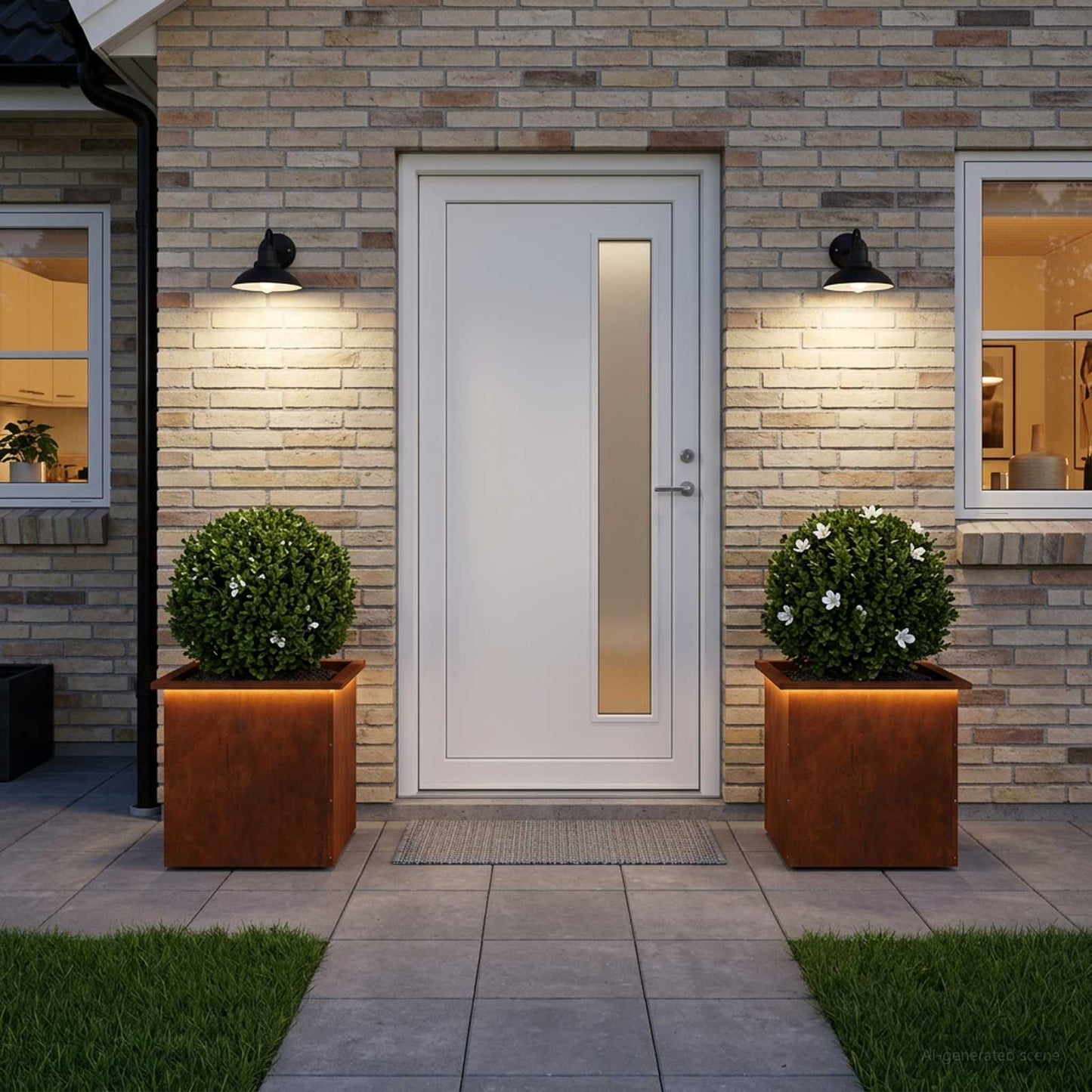 vidaXL Ζαρντινιέρα κήπου με LED 2 τμχ. Σκ rusty 50 × 50 × 48 εκ.