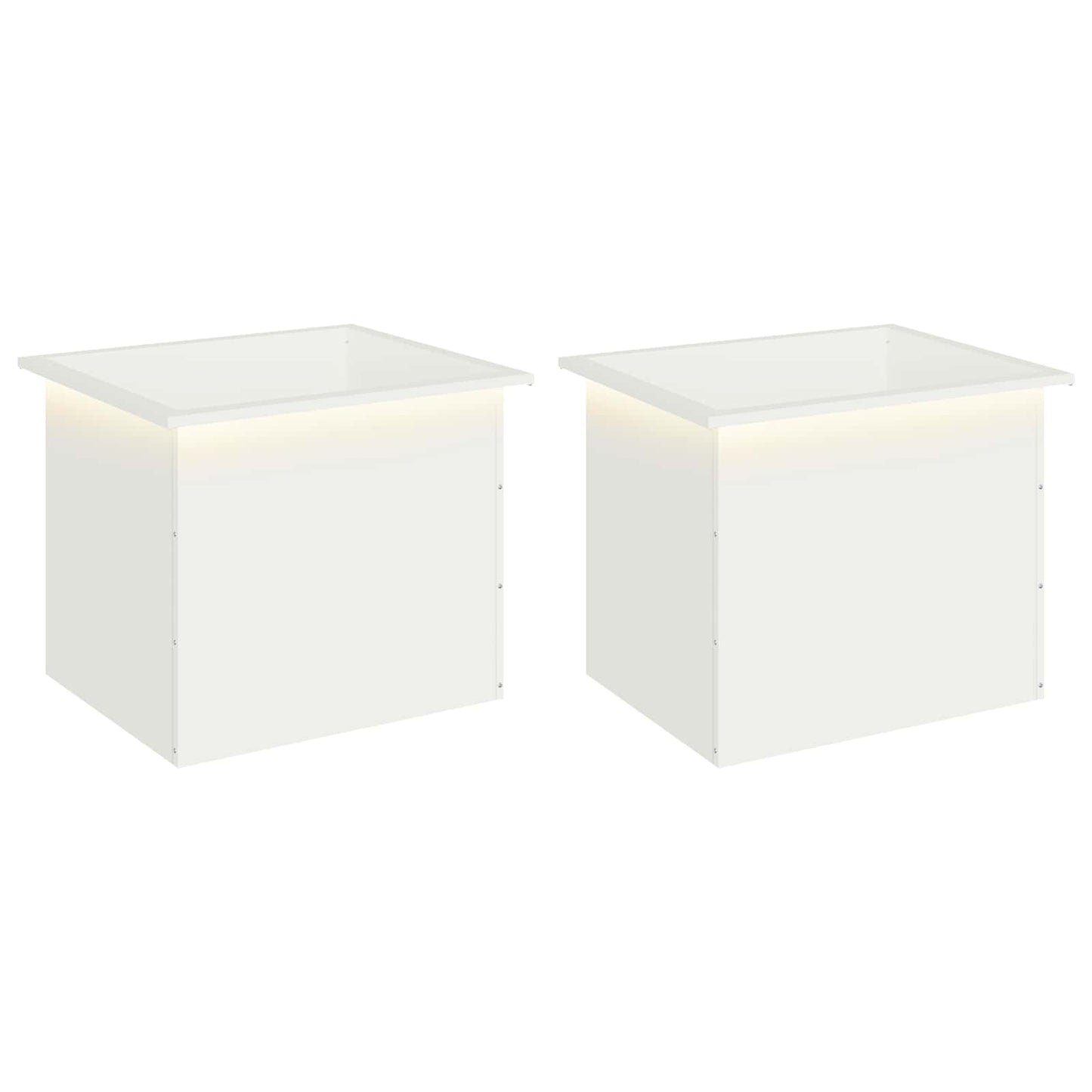 vidaXL Ζαρντινιέρα κήπου με LED 2 τμχ. Λευκό 50 x 60 x 48 εκ. Ατσάλι