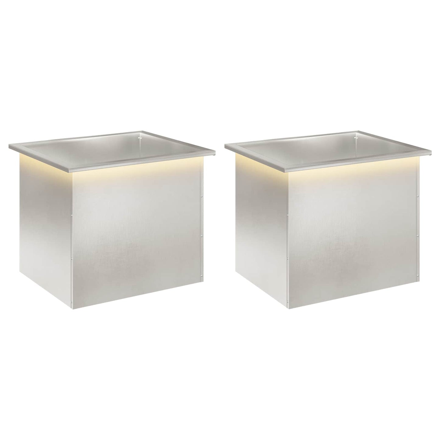 vidaXL Ζαρντινιέρα κήπου με LED 2 τμχ. Ασημί 50 x 60 x 48 εκ
