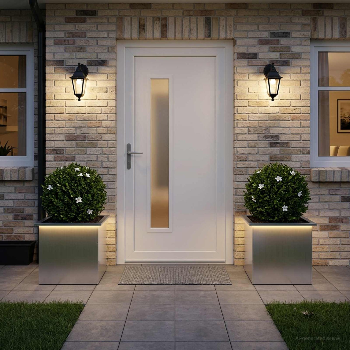 vidaXL Ζαρντινιέρα κήπου με LED 2 τμχ. Ασημί 50 x 60 x 48 εκ