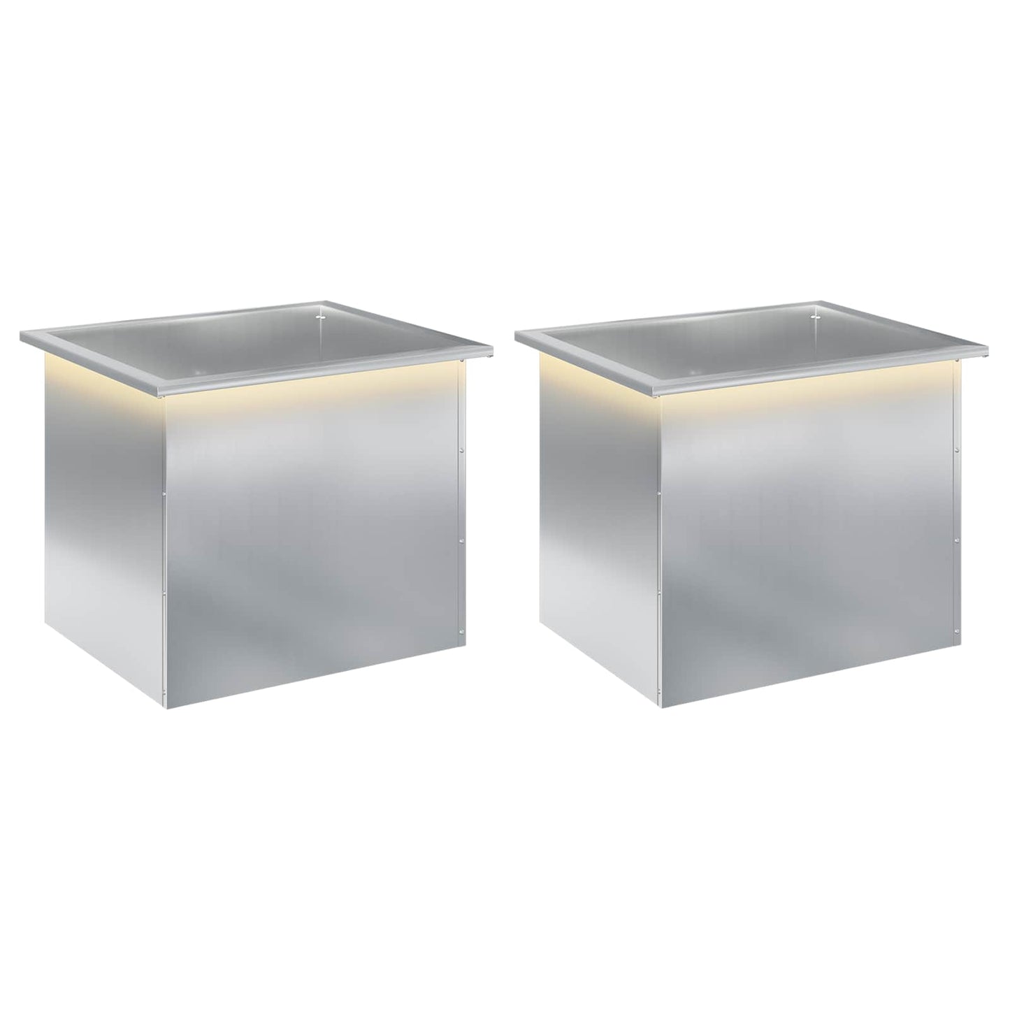 vidaXL Ζαρντινιέρα κήπου με LED 2 τμχ. Ασημί 50 x 60 x 48 εκ