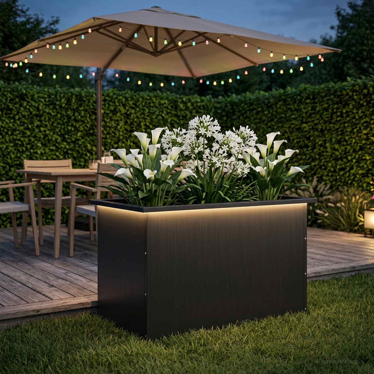 vidaXL Ζαρντινιέρα κήπου με LED Μαύρο 50 × 80 × 48 εκ Ατσάλι