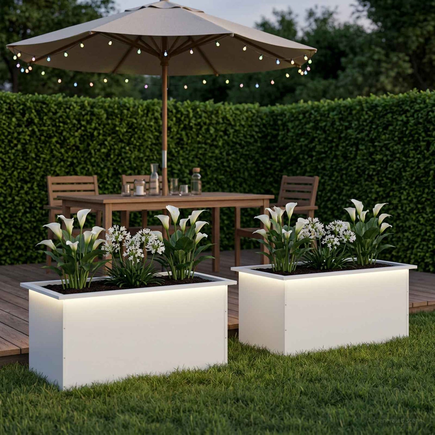 vidaXL Ζαρντινιέρα κήπου με LED 2 τμχ. Λευκό 50 x 80 x 48 εκ. Ατσάλι
