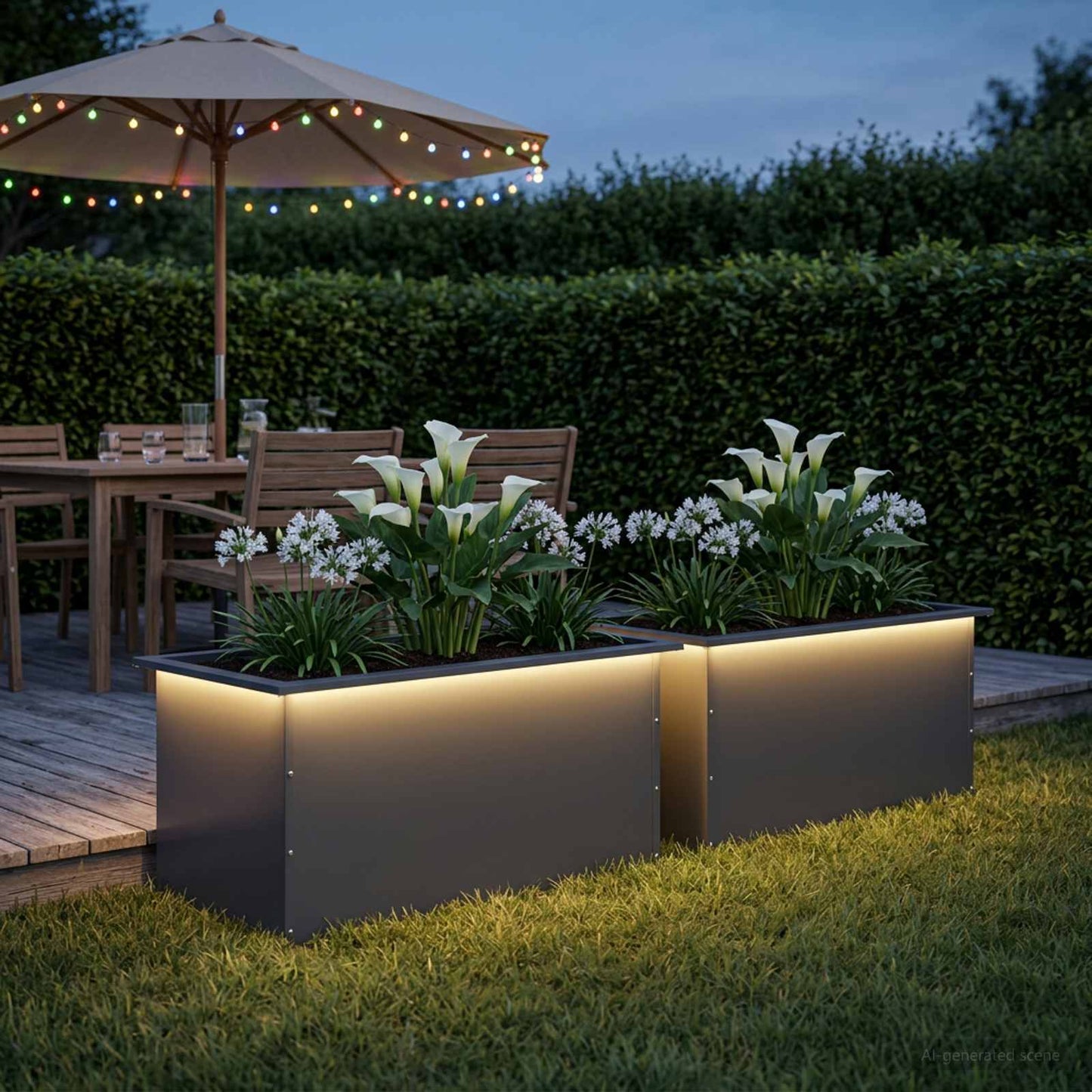 vidaXL Ζαρντινιέρα κήπου με LED 2 τμχ. Ανθρακί 50 × 80 × 48 εκ Ατσάλι