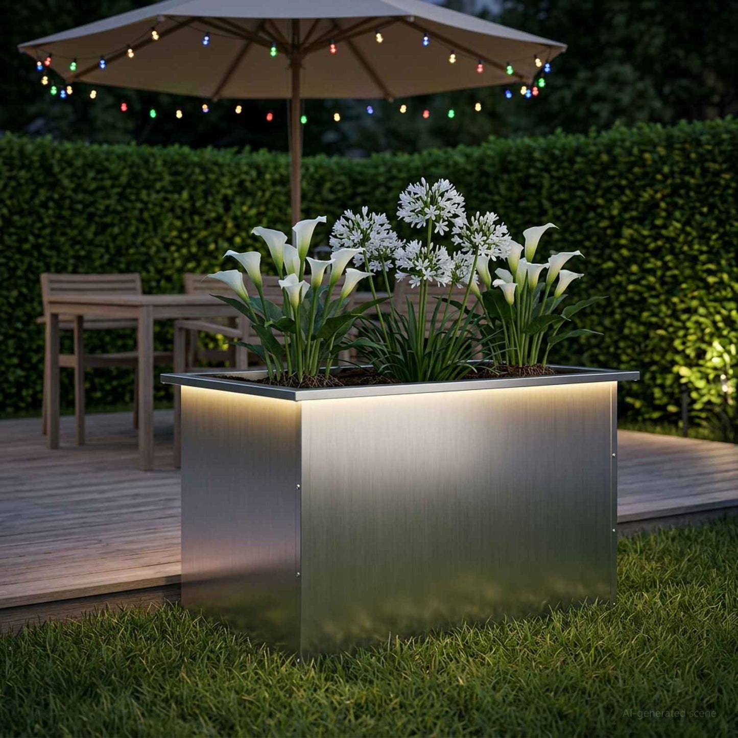 vidaXL Ζαρντινιέρα κήπου με LED Ασημί 50 × 80 × 48 εκ