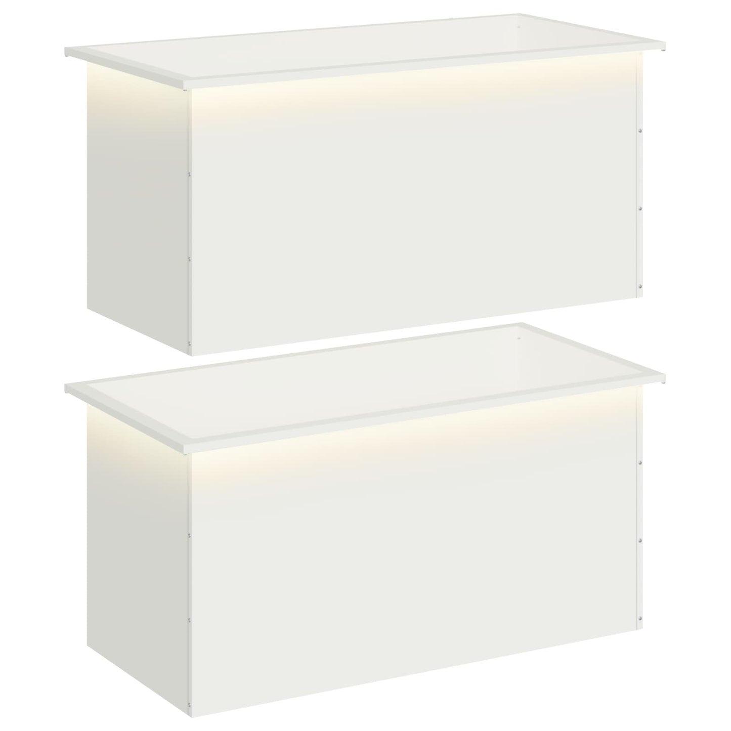 vidaXL Ζαρντινιέρα κήπου με LED 2 τμχ. Λευκό 50 × 100 × 48 εκ Ατσάλι