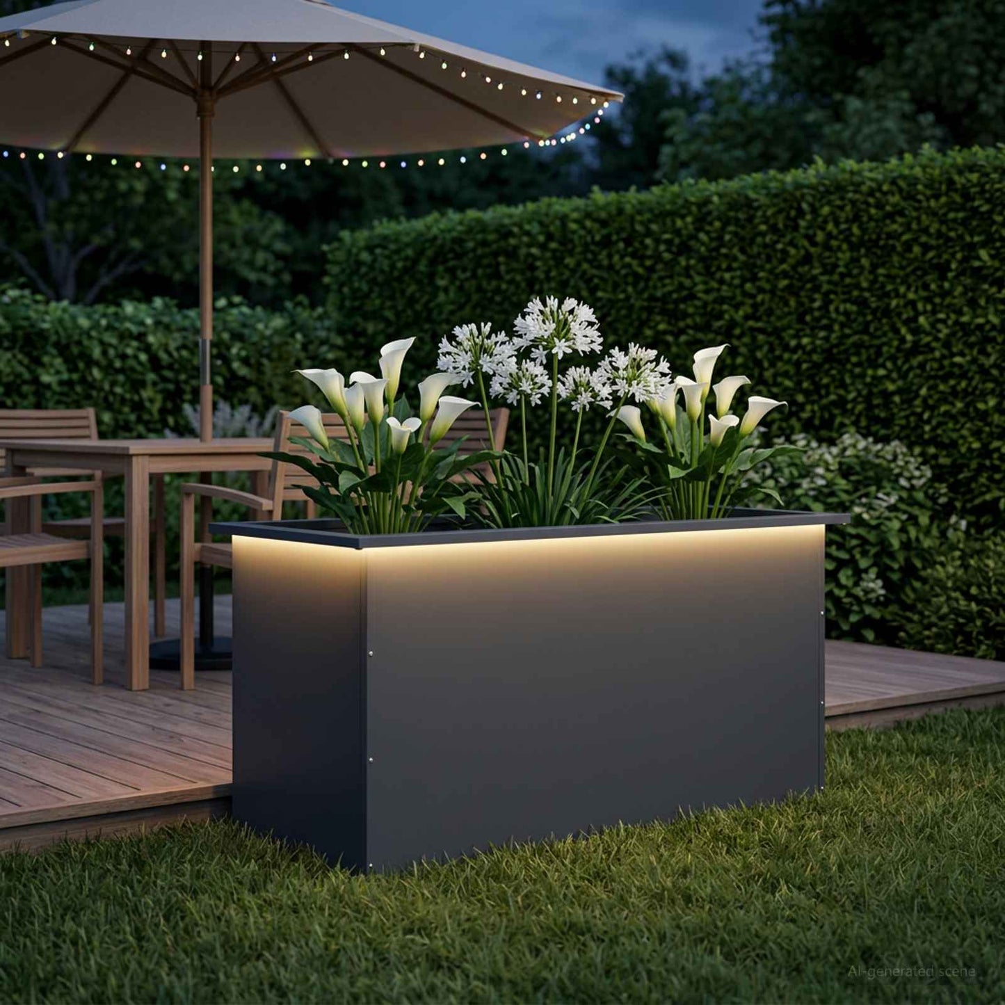 vidaXL Ζαρντινιέρα κήπου με LED Ανθρακί 50 × 100 × 48 εκ Ατσάλι