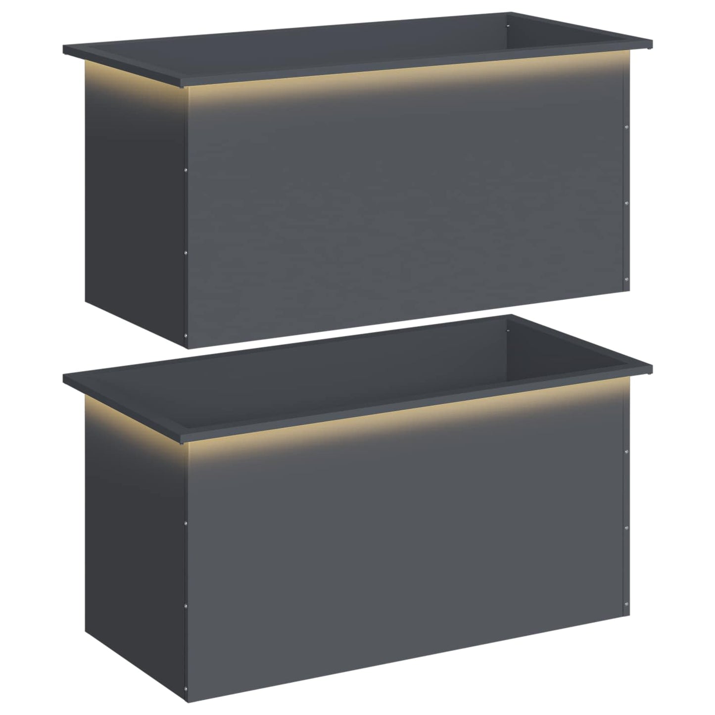 vidaXL Ζαρντινιέρα κήπου με LED 2 τμχ. Ανθρακί 50 × 100 × 48 εκ Ατσάλι