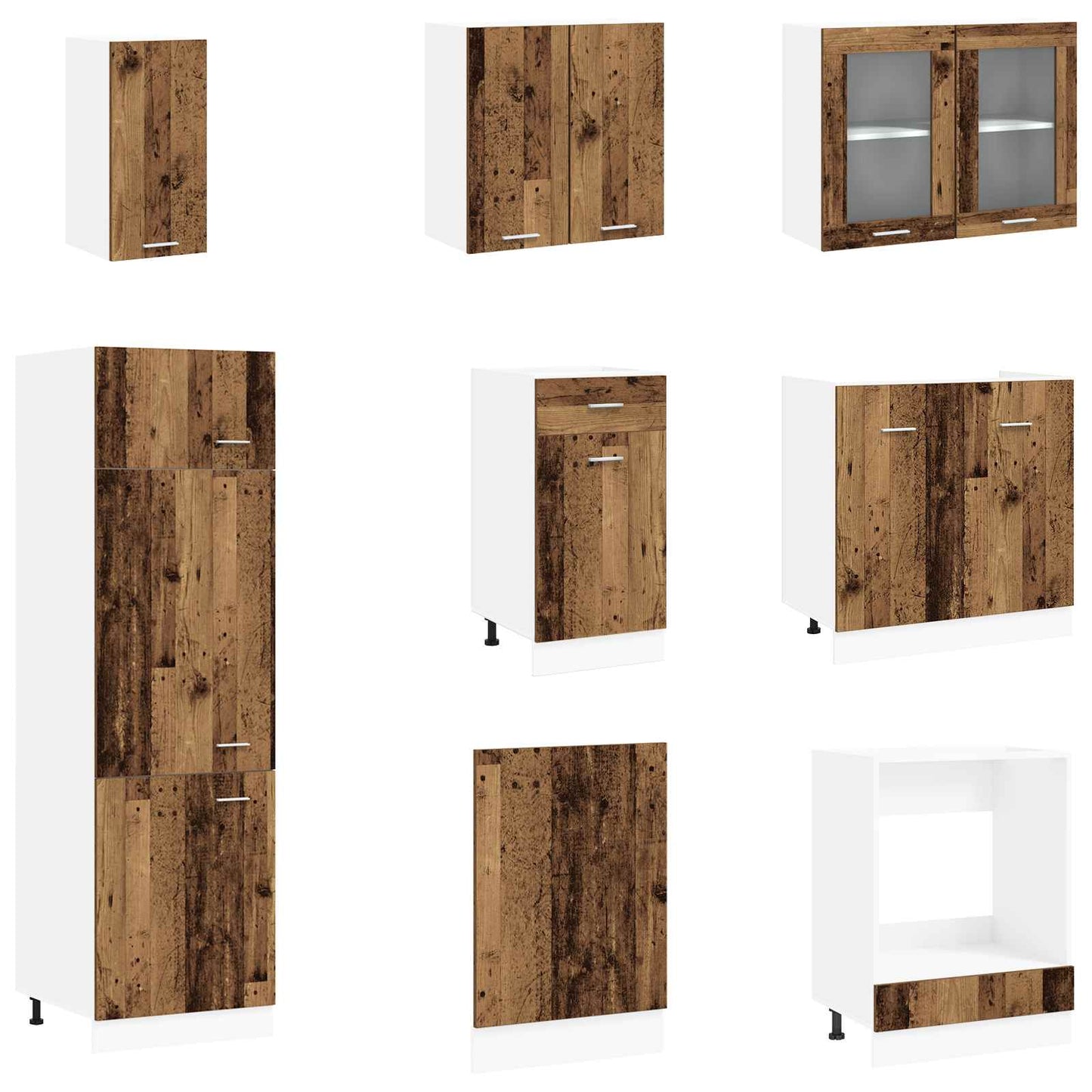 vidaXL Μονάδα κουζίνας Lyon 8 pcs Παλαιωμένο ξύλο Επεξεργασμένο Ξύλο