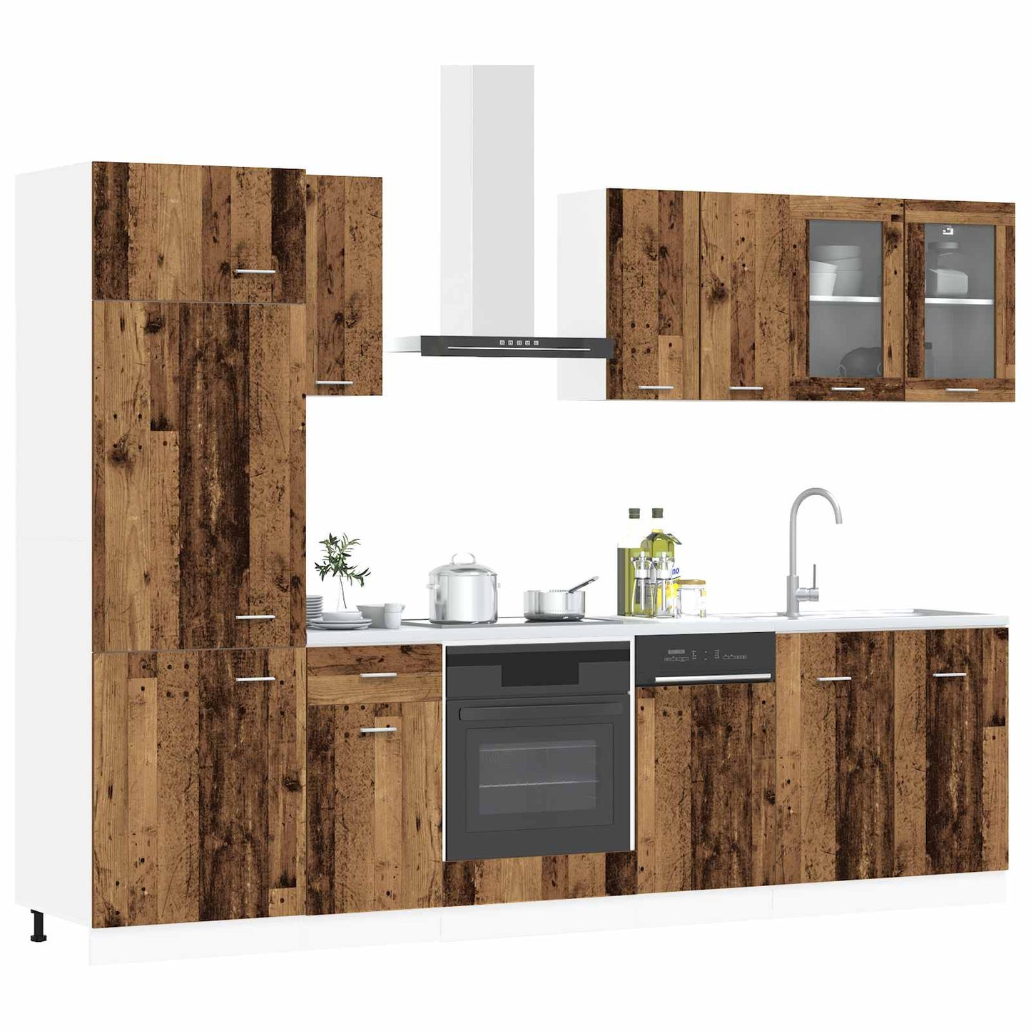 vidaXL Μονάδα κουζίνας Lyon 8 pcs Παλαιωμένο ξύλο Επεξεργασμένο Ξύλο