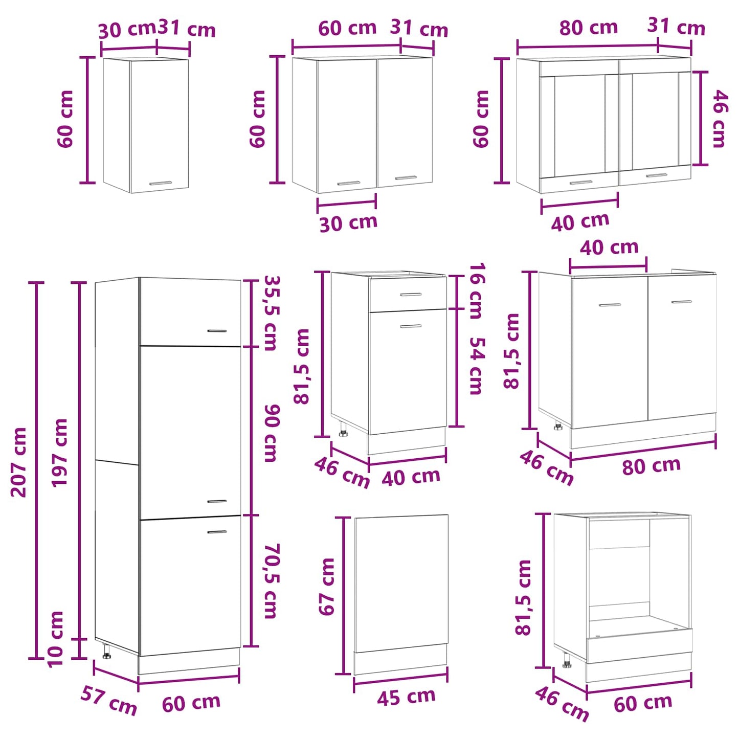 vidaXL Μονάδα κουζίνας Lyon 8 pcs Παλαιωμένο ξύλο Επεξεργασμένο Ξύλο
