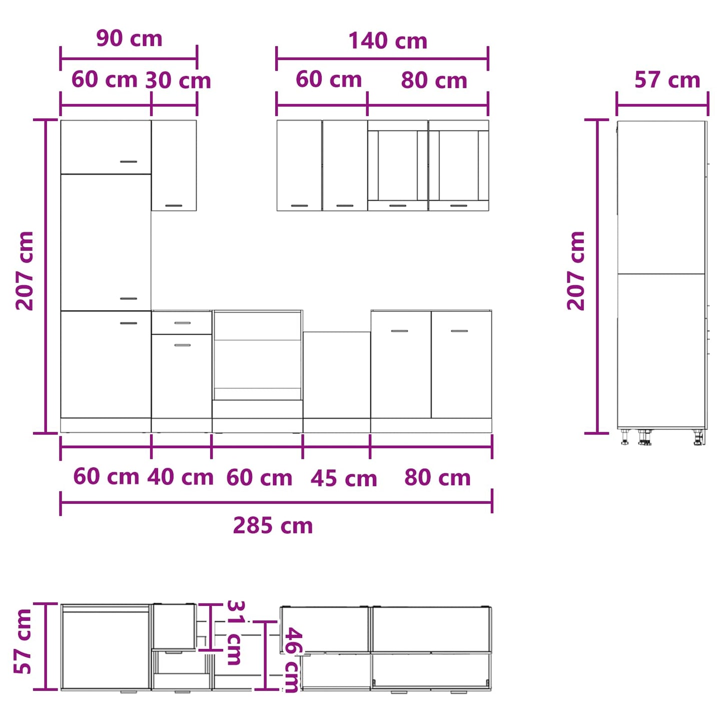 vidaXL Μονάδα κουζίνας Lyon 8 pcs Artisan Δρυς Επεξεργασμένο Ξύλο