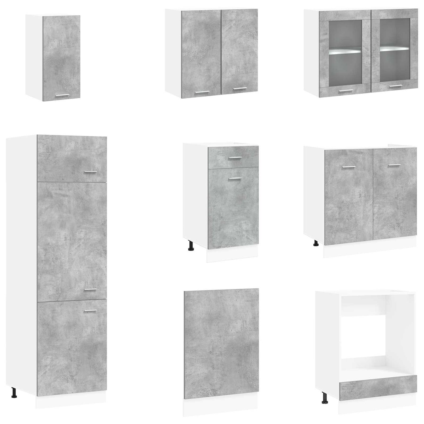 vidaXL Μονάδα κουζίνας Lyon 8 pcs Γκρι Σκυροδέματος Επεξεργασμένο Ξύλο