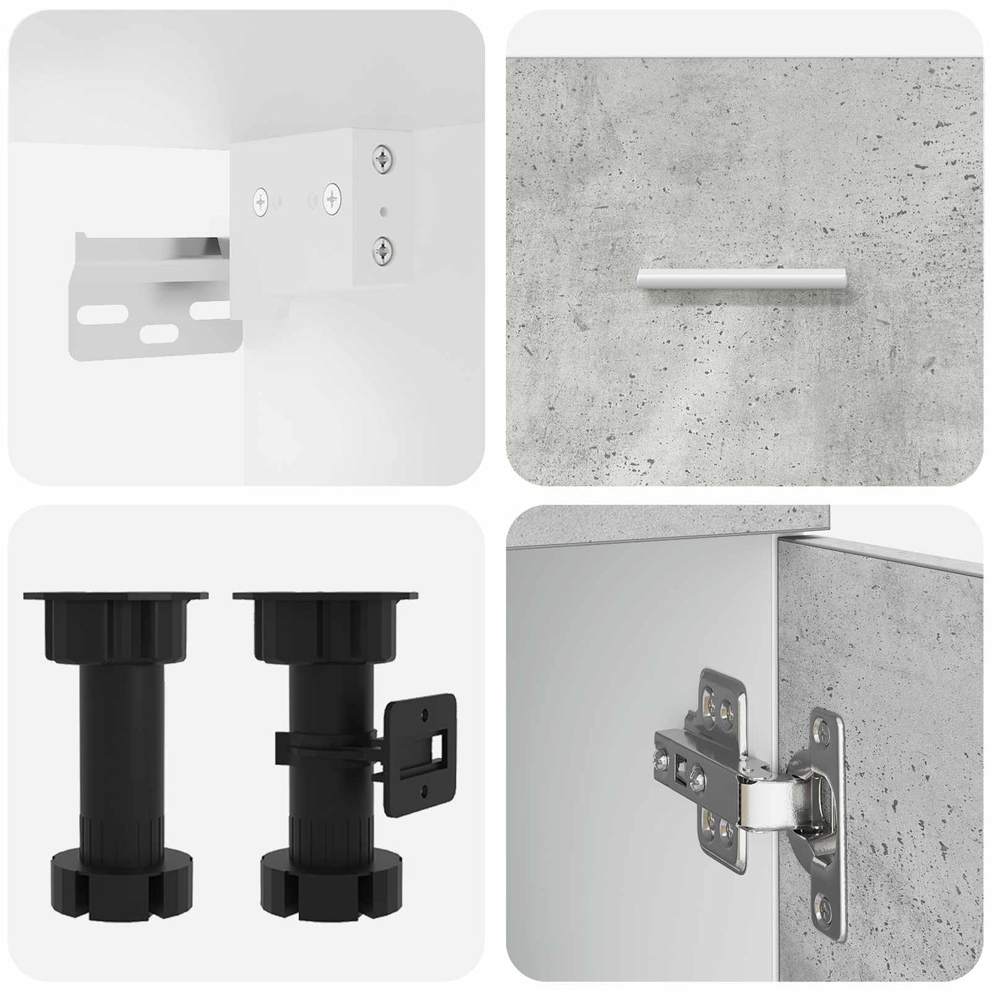 vidaXL Μονάδα κουζίνας Lyon 4 pcs Γκρι Σκυροδέματος Επεξεργασμένο Ξύλο