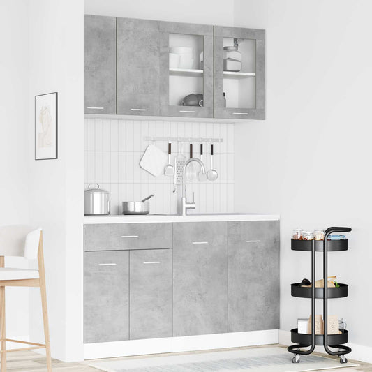vidaXL Μονάδα κουζίνας Lyon 4 pcs Γκρι Σκυροδέματος Επεξεργασμένο Ξύλο