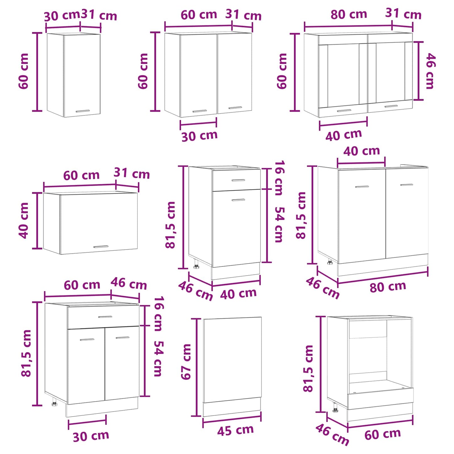vidaXL Μονάδα κουζίνας Lyon 8 pcs Επεξεργασμένο ξύλο